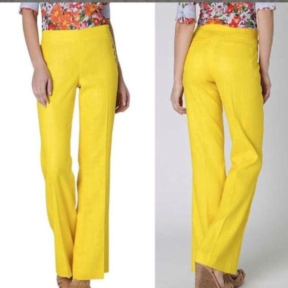 Anthropologie Cartonnier Yellow Linen Pants Size 2 - Picture 1 of 12